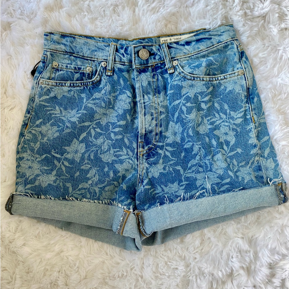 NWT RAG & BONE Maya Floral-Print Denim Shorts Size 27